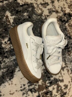 PUMA x FENTY White Leather Platform Sneakers